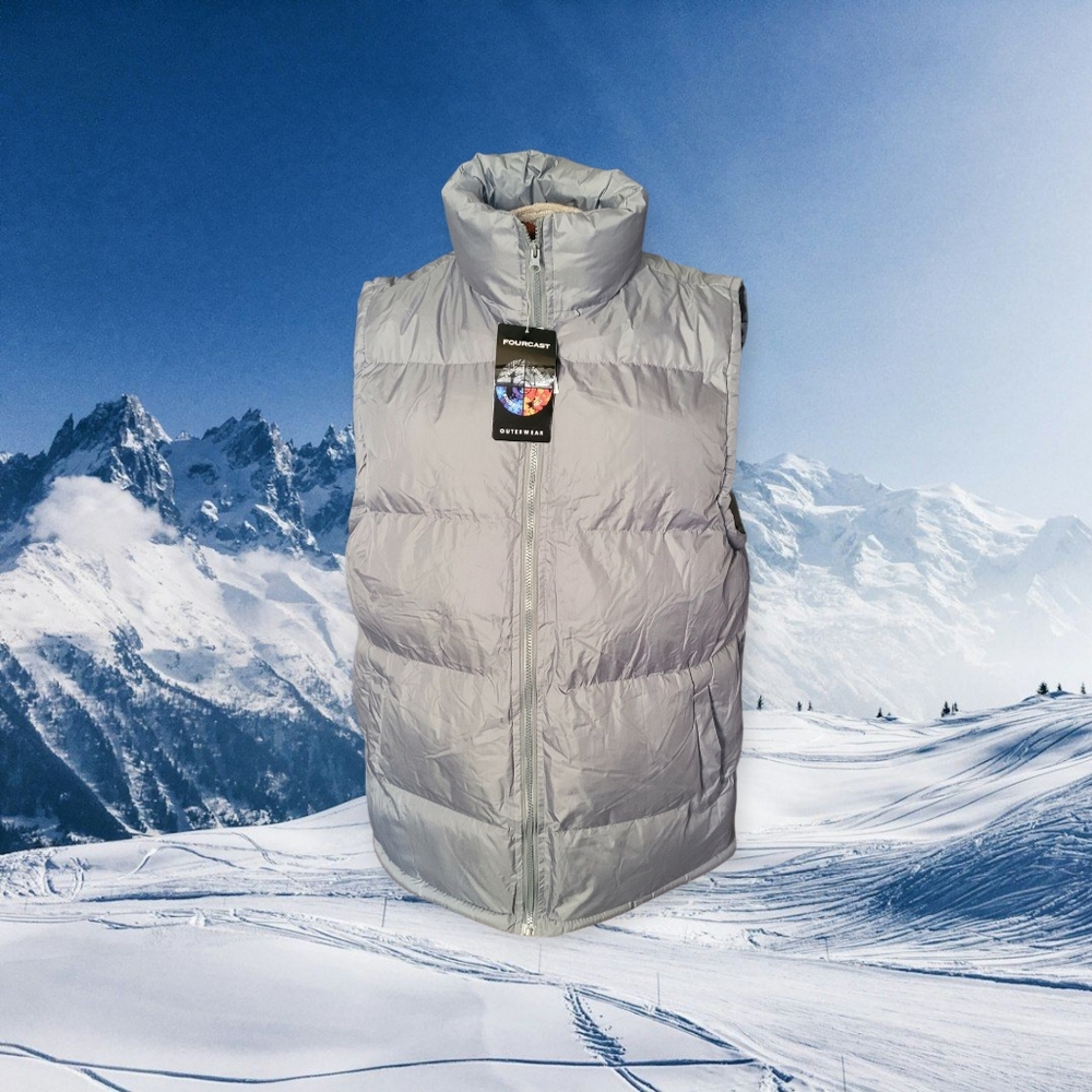 Forcast Men's Silver Puffer Vest